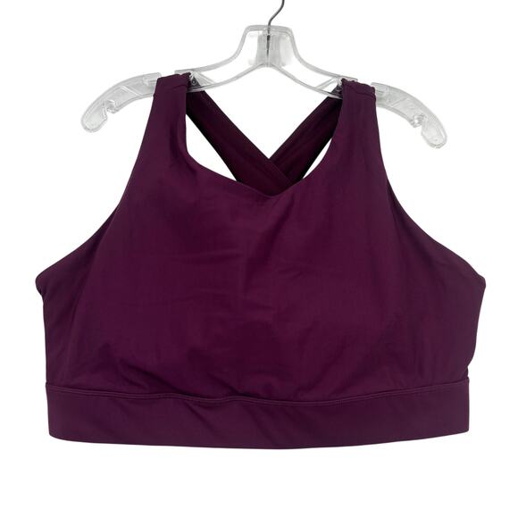Fabletics Sports Bra Womens Size 2X Plum Purple Cross Back Cutout Athletic - Picture 1 of 5